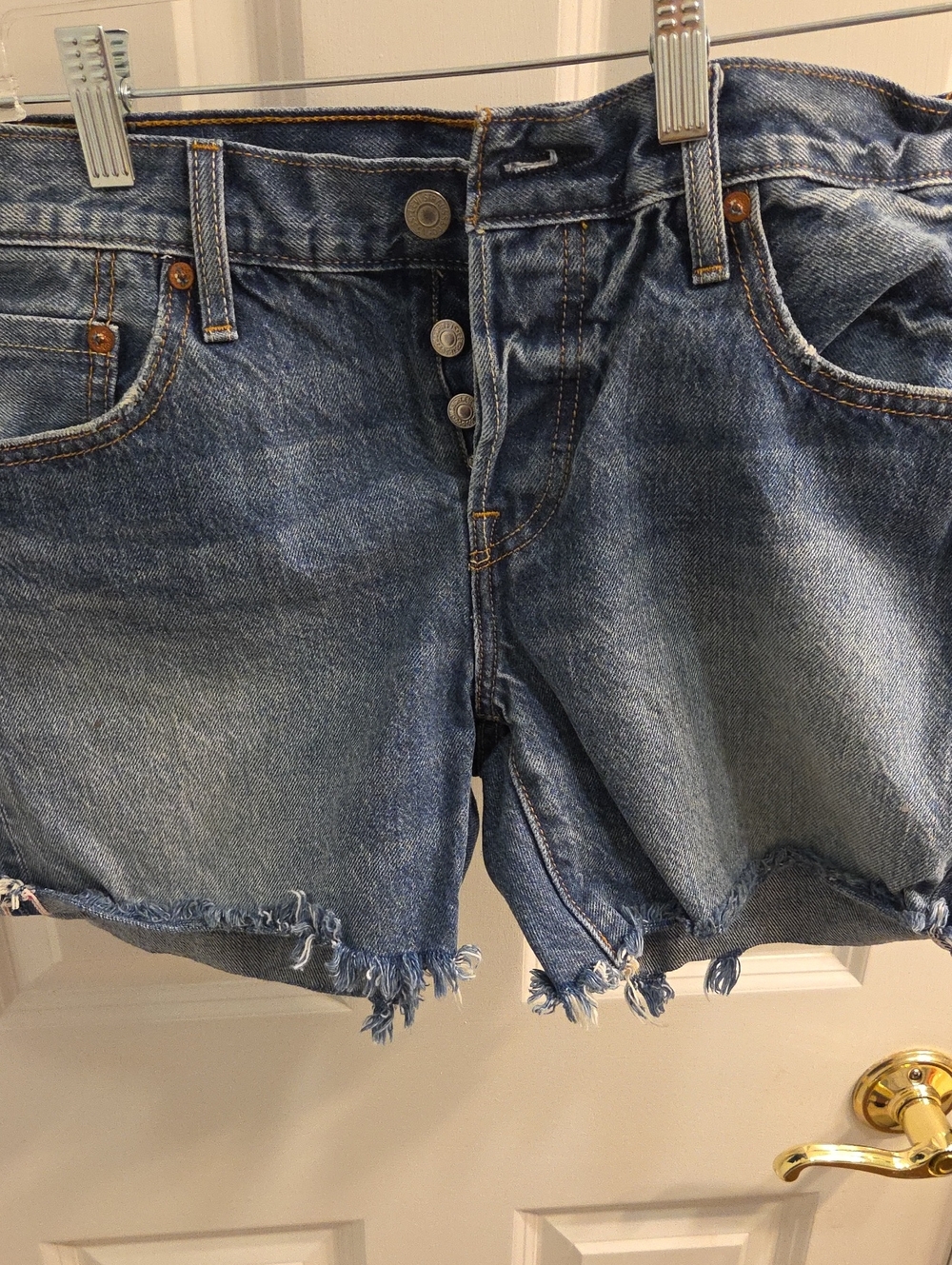 Levi's Medium Blue Distressed Cutoff Jean Shorts
